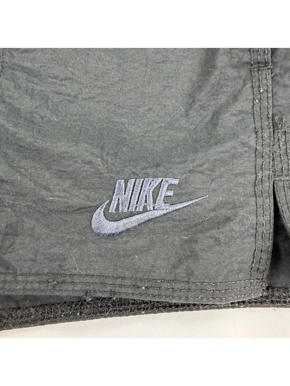 Vintage Y2K 90s Nike Nylon Lined Shorts Size S Black Running Swim Spellout